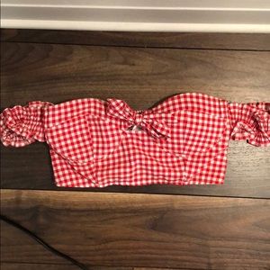 LF BRAND RED/WHITE CROP TOP